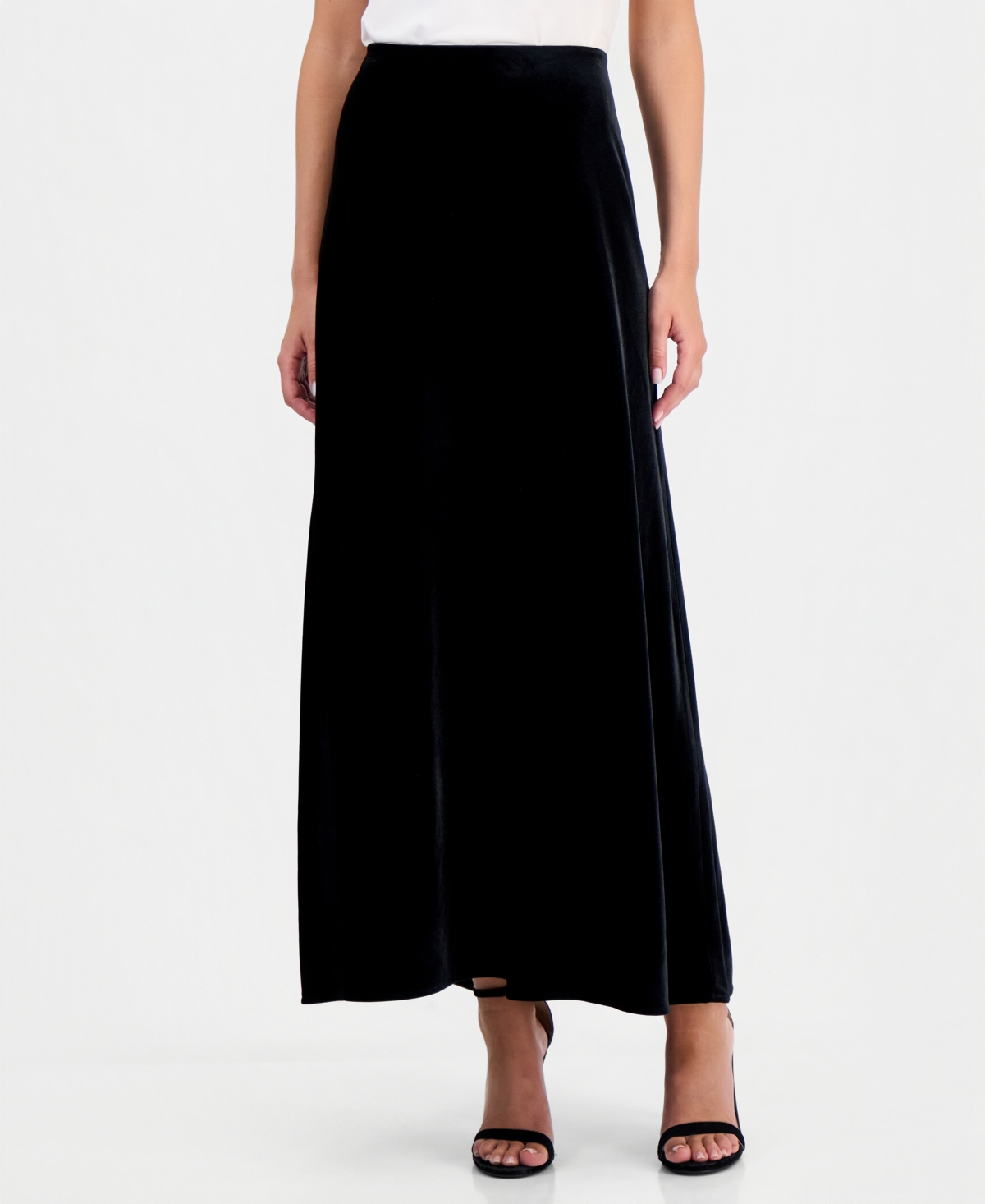 Anne Klein Women's Velvet Flared High-Waisted Maxi Skirt