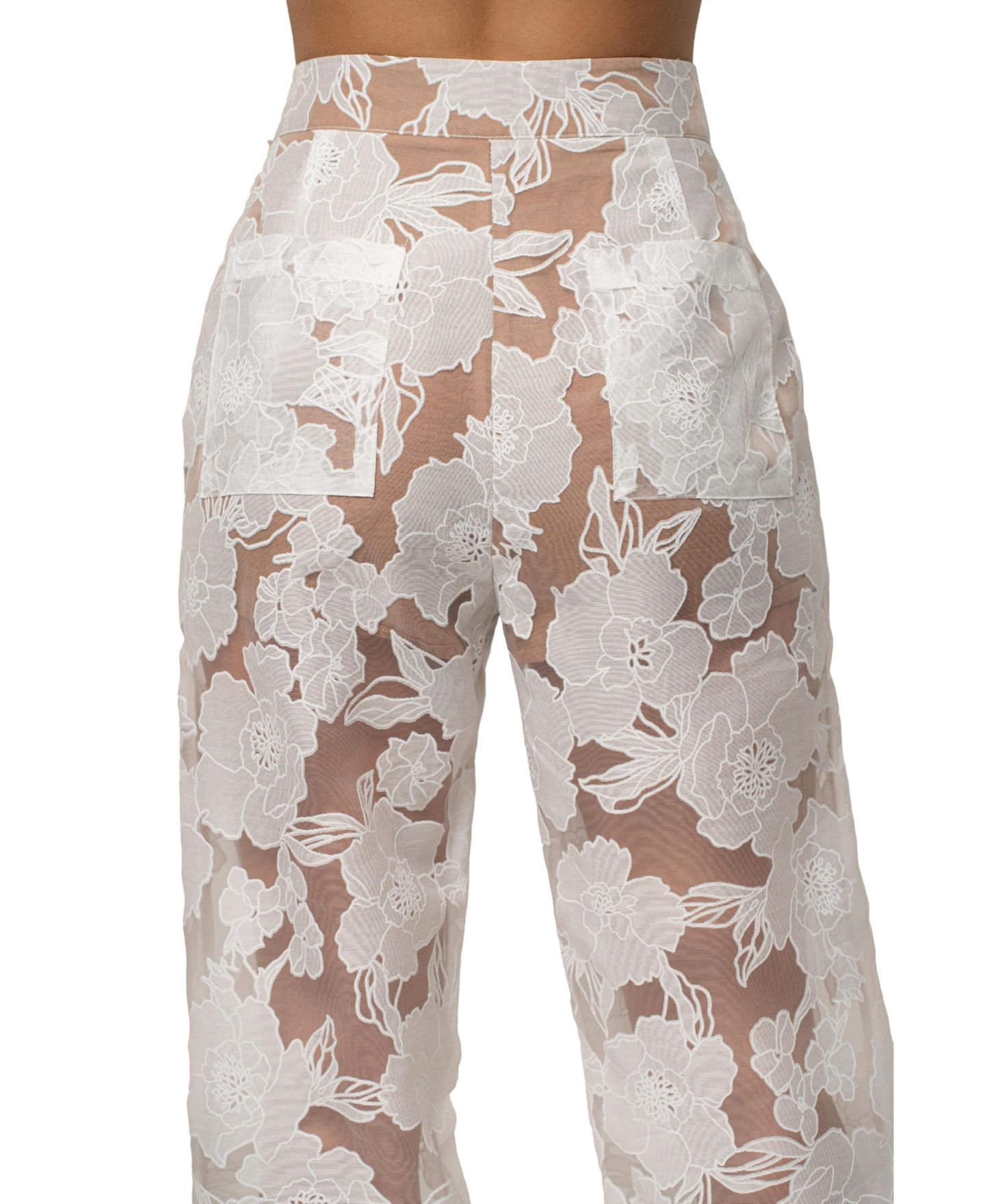 Женские брюки JLUXLABEL Organza Floral Pant, цвет: Бежевый — фото 6