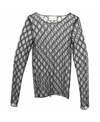 Women's GG Monogram Embroidered Tulle Top