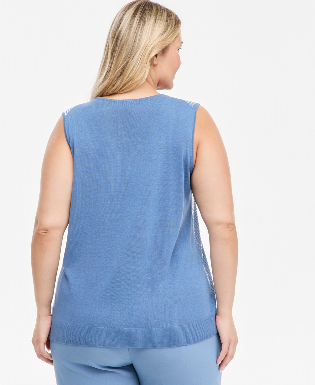 Anne Klein Plus Scoop Neck Sequin Sleeveless Tank