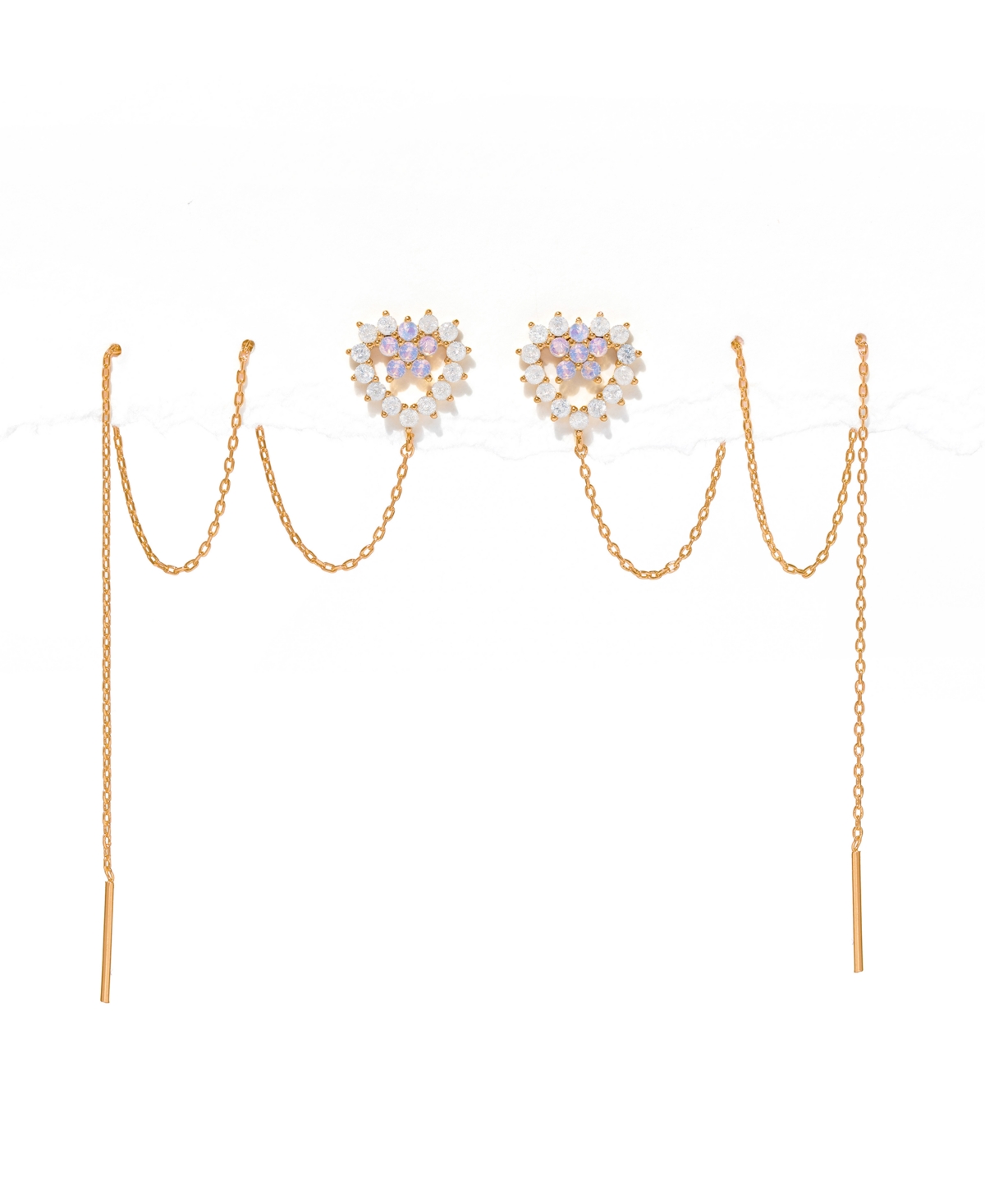 Girls Crew Crystal Heartstring Threader Earrings In Gold