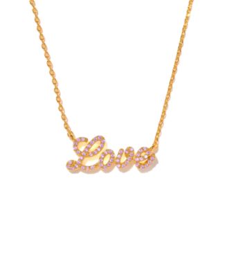 Gold-Plated Crystal Love Script Necklace