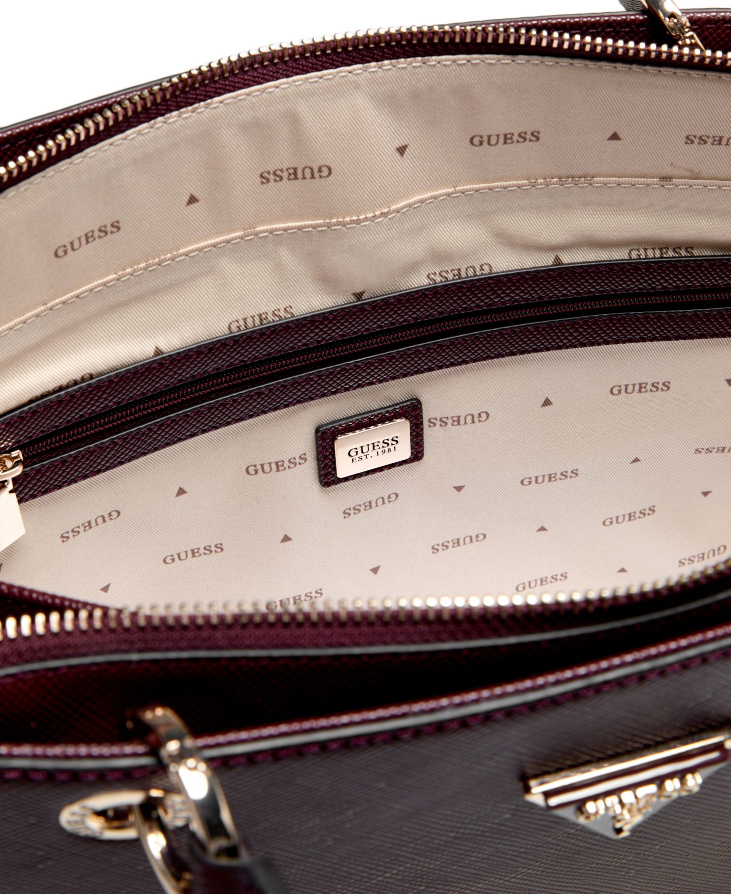 Женская сумка GUESS Noelle Ii Large Top Handle Tote Handbag, цвет: Бордовый — фото 4