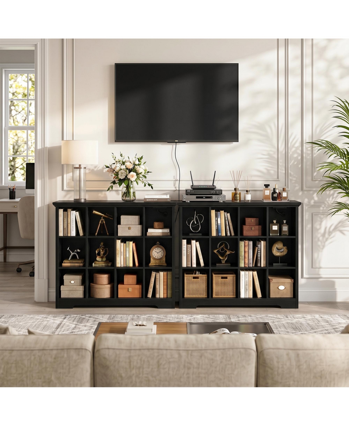 Aheaplus -Cube Bookshelf with Charging Station