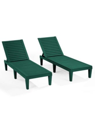 Set of 2 Adjustable and Waterproof Outdoor Patio Chaise Lounge Chairs
