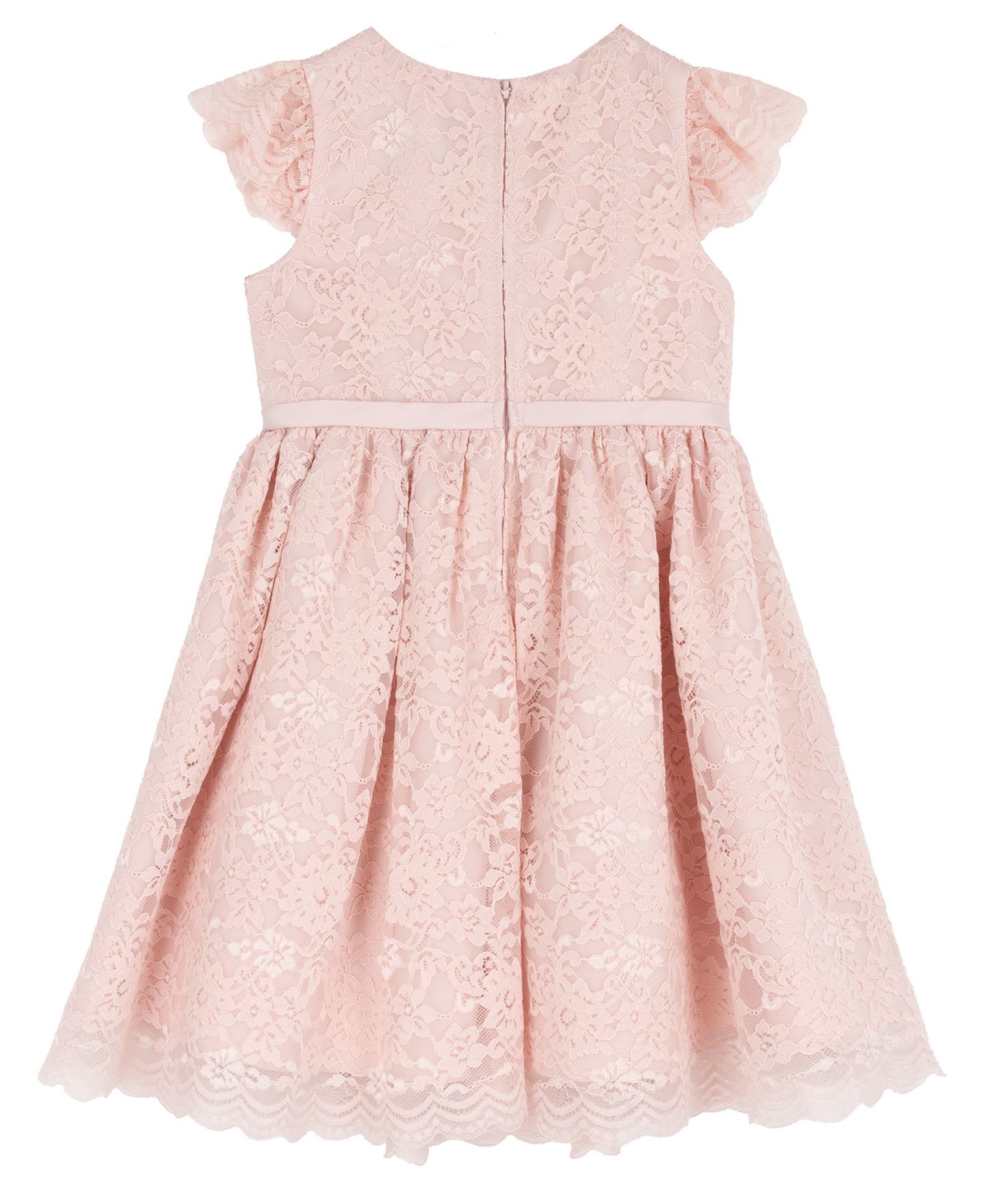 Платье Rare Editions Lace Flutter Sleeve Dress для девочек, цвет: Пудровый — фото 5