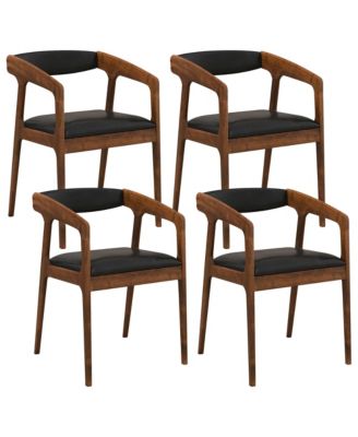Set of 4 Accent Chairs PU Leather Upholstered Armchairs with Cozy Backrest