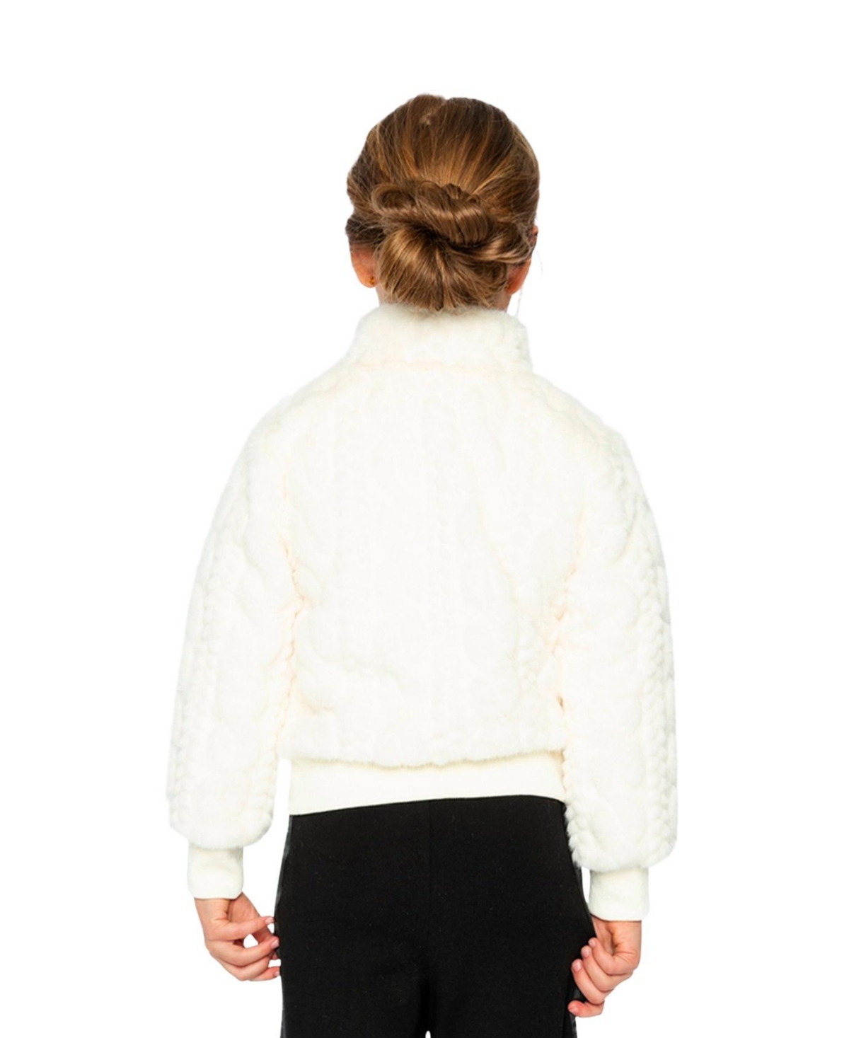 Deux par Deux Toddler Girl Faux Fur Jacquard Jacket