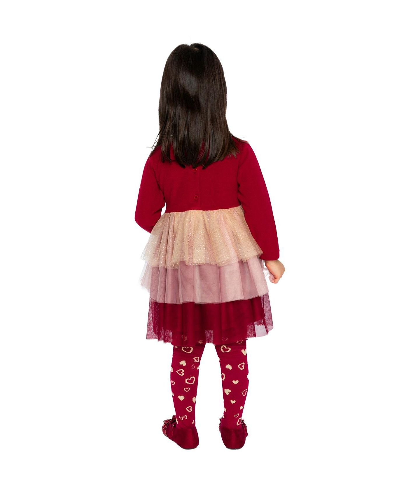 Платья Deux par Deux Bi-Material Dress with Glittering Skirt для девочек, цвет: Красный — фото 4