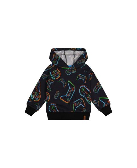 Худи Deux par Deux Fleece Hooded Sweatshirt для мальчиков-малышей, цвет: Чёрный с принтом