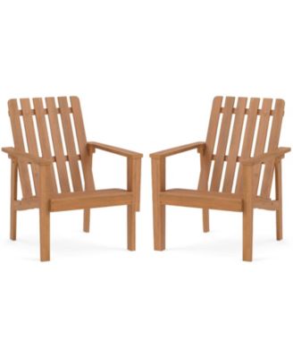 Adirondack Chairs Set of 2 Acacia Wood Outdoor Patio Chairs with Slatted Backrests