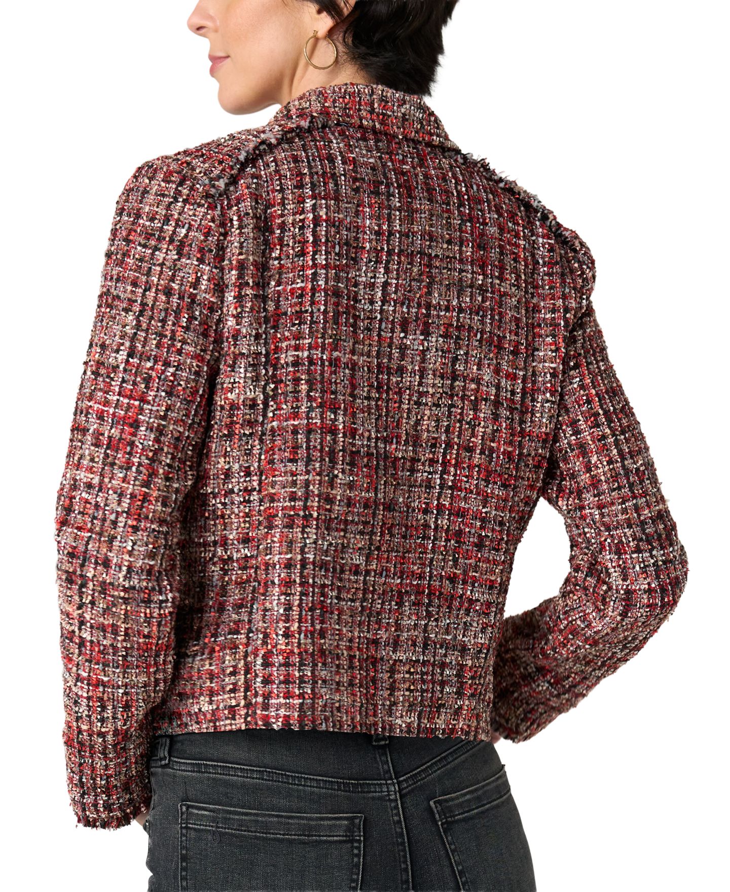 Женская куртка Liverpool Los Angeles Tweed Fringe Zip, цвет: Красный разноцветный — фото 3