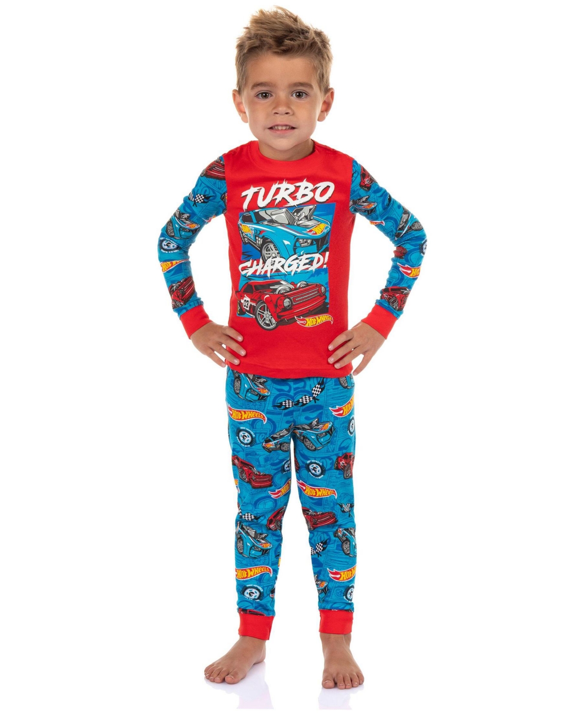 Hot Wheels Boy's Pajamas 3T-5T Toddler Turbo Charged 2PC Tight-Fit Pajama Sleep Set