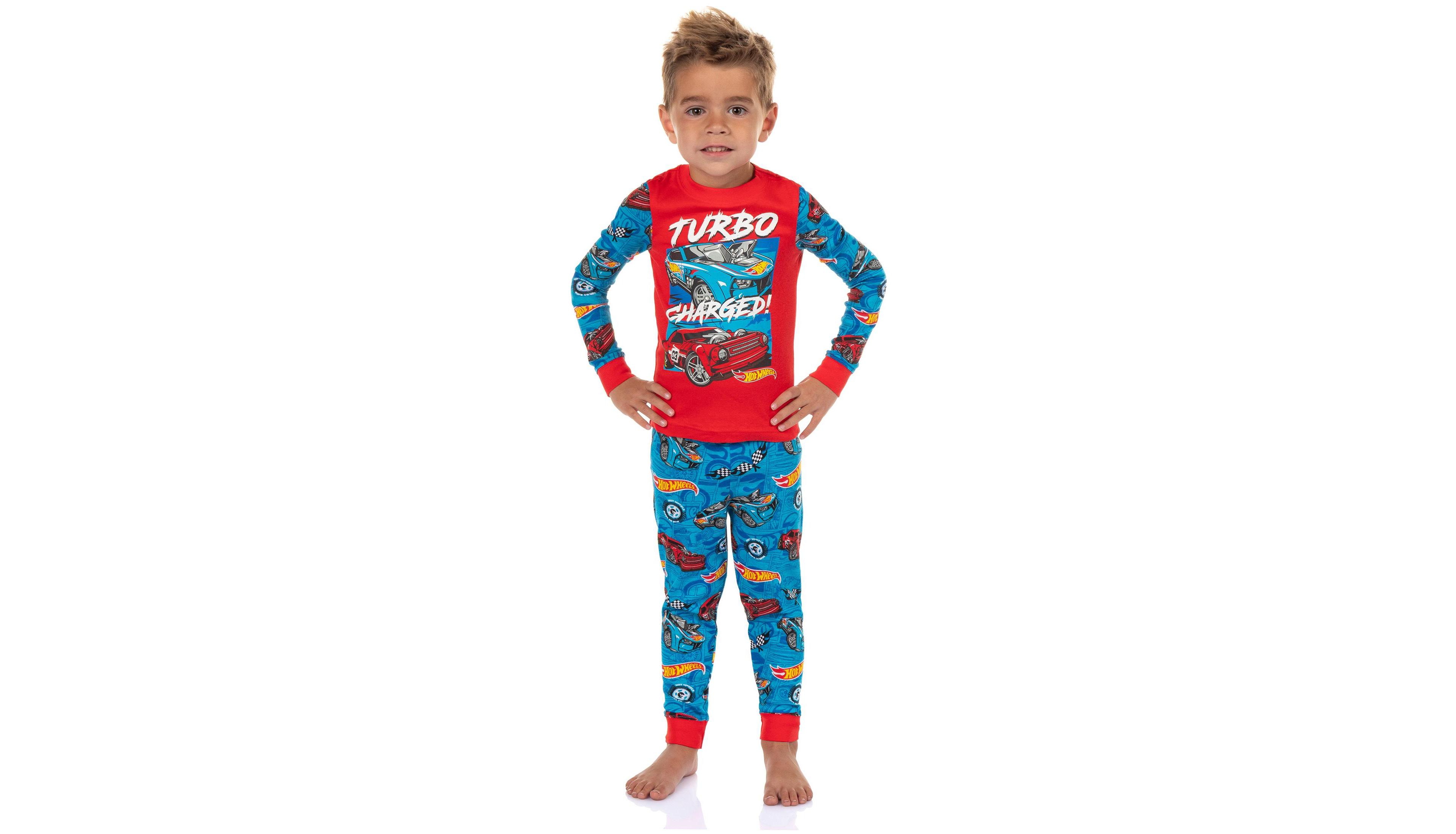 Hot Wheels Boy's Pajamas 3T-5T Toddler Turbo Charged 2PC Tight-Fit Pajama Sleep Set