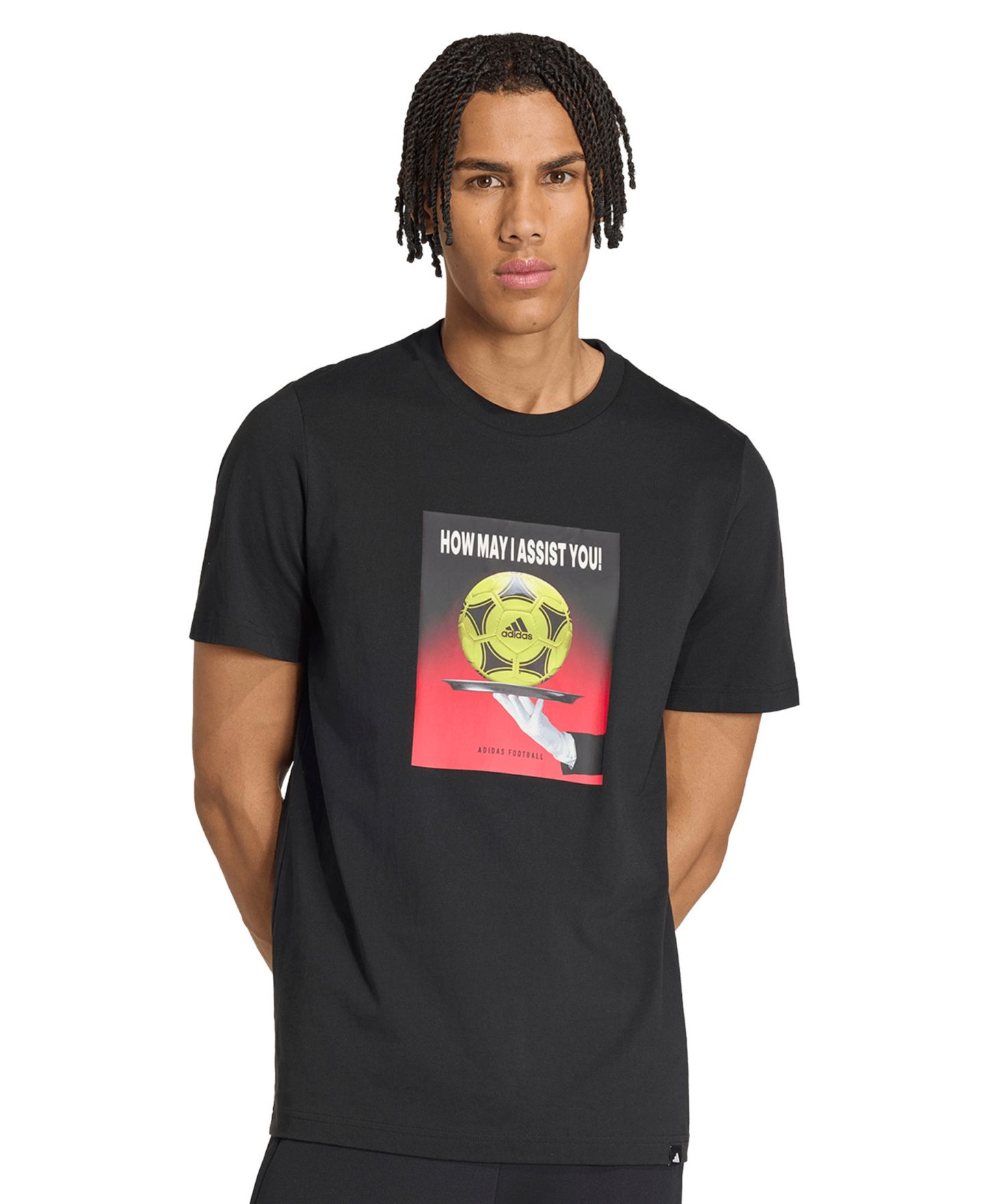 Мужская футболка adidas Football Slogan Graphic Crewneck, цвет: Чёрный — фото 1