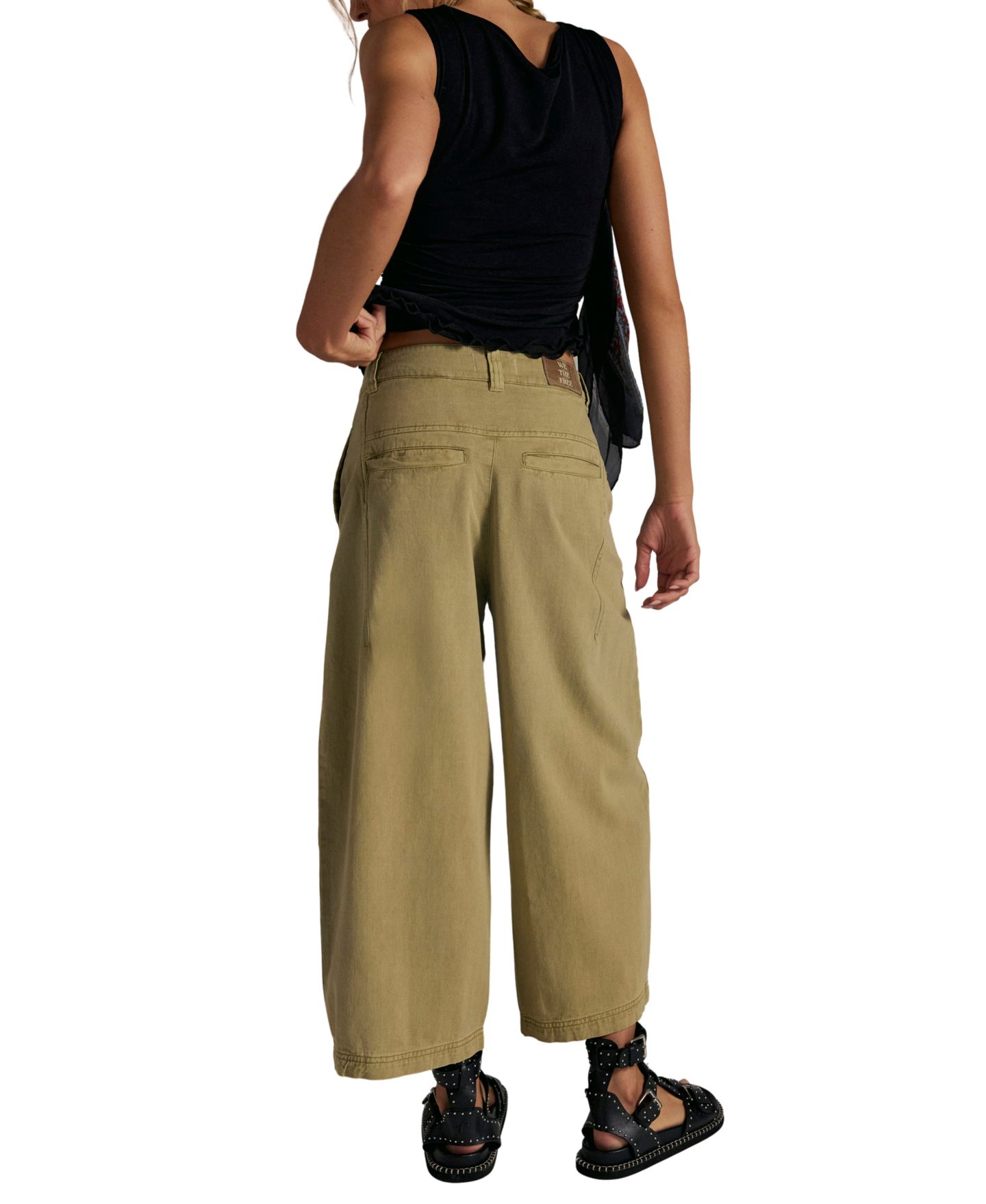 Женские брюки Free People We The Free Laydown High-Rise Barrel-Leg Chino Cotton, цвет: Aloe — фото 4
