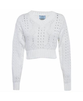 Women's Open Knit V-Neck Crop Sweater