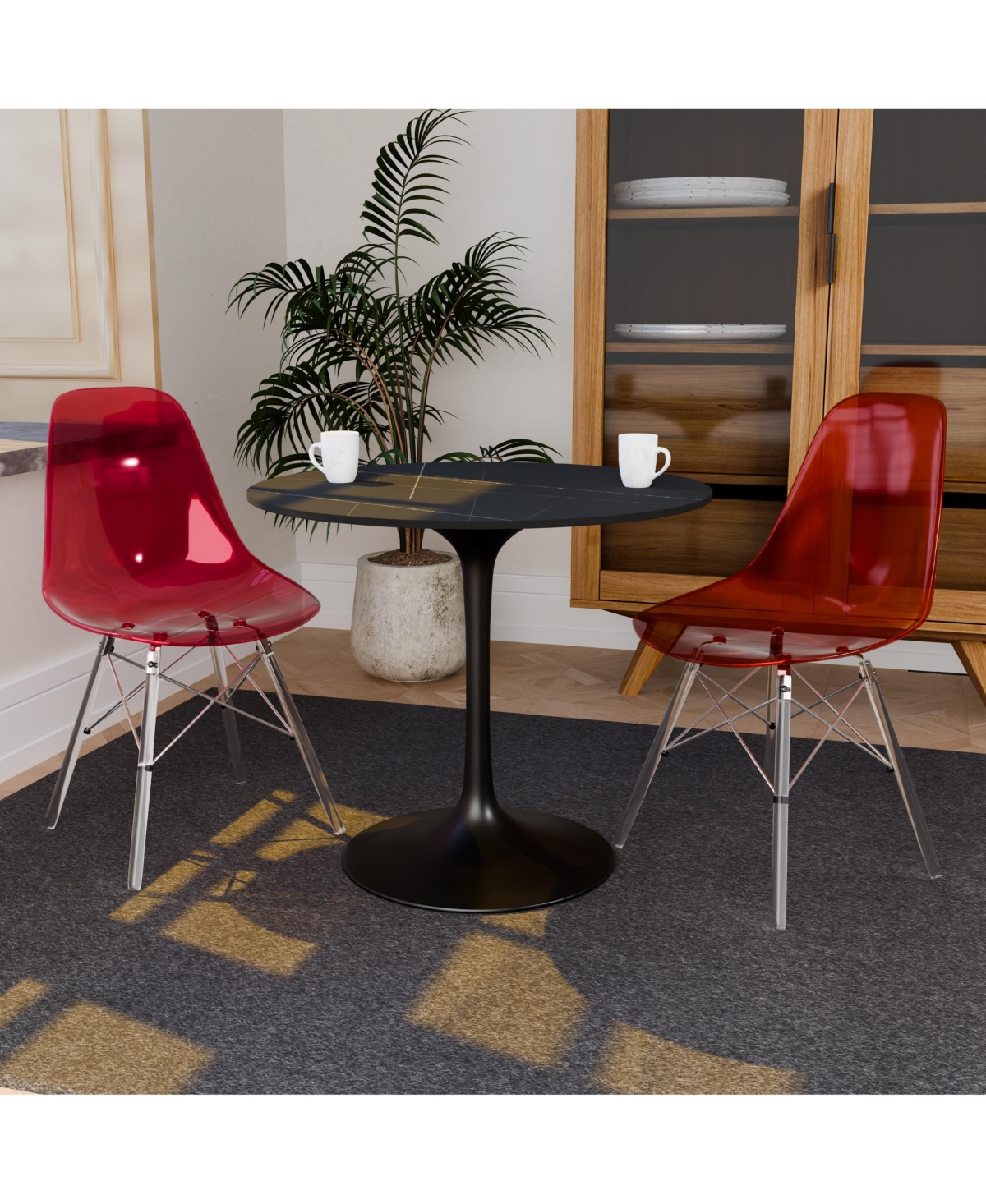 LeisureMod Dover Molded Side Chair with Acrylic Base, Set of 4