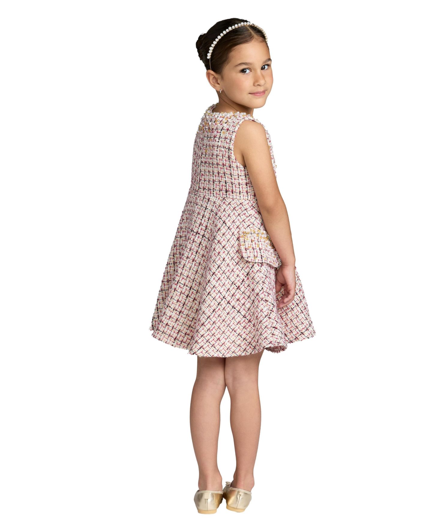 Платье Mac Duggal Beaded Boucle Mini Dress для девочек, цвет: Вишнёвый — фото 2