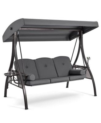 Porch Swing with Stand and Adjustable Canopy