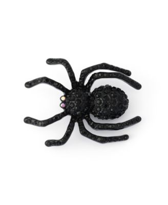 Faux-Stone Halloween Spider Brooch