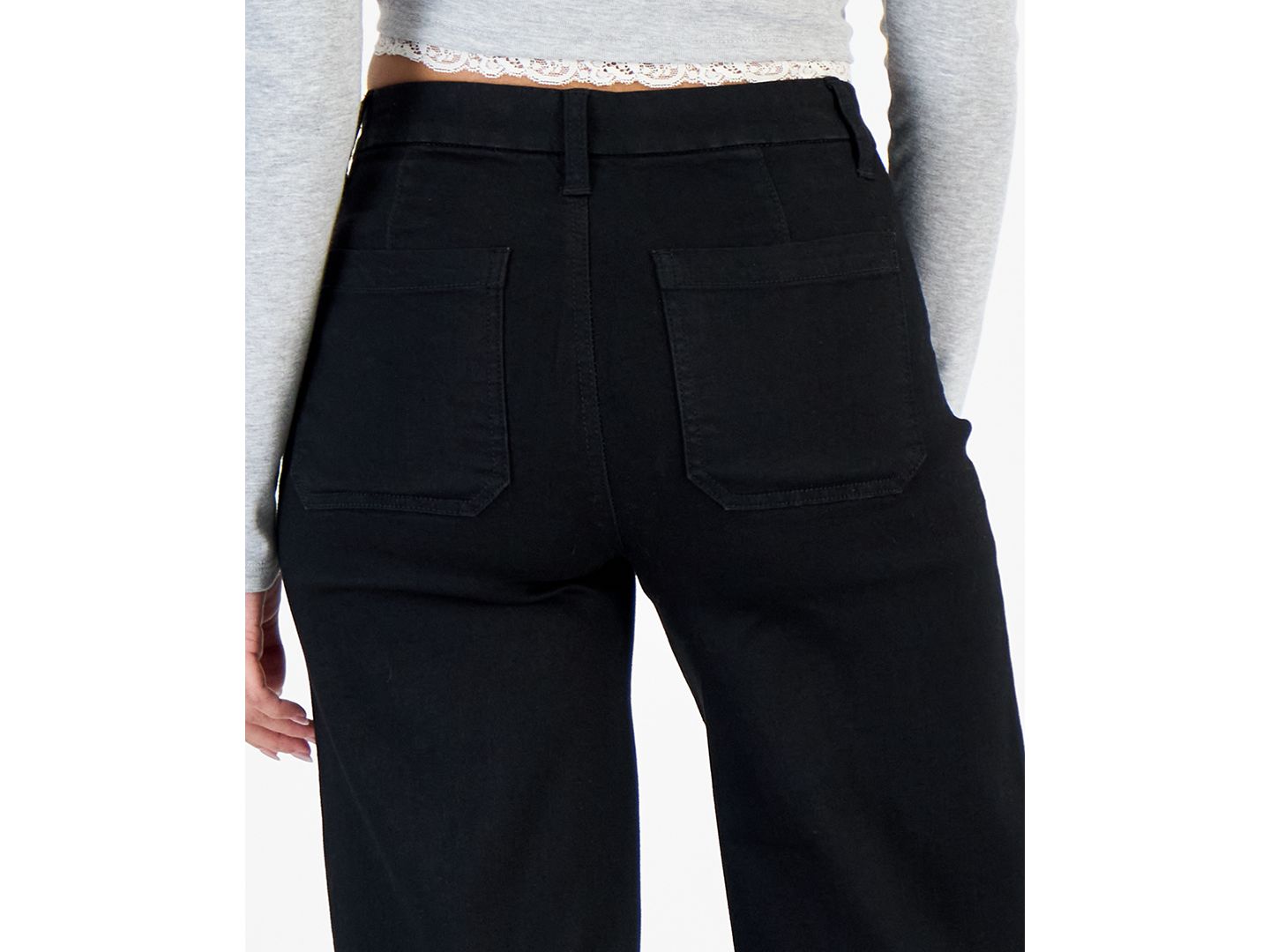Женские джинсы Celebrity Pink Juniors' High-Rise Patch-Pocket Wide-Leg, цвет: Чёрный — фото 10