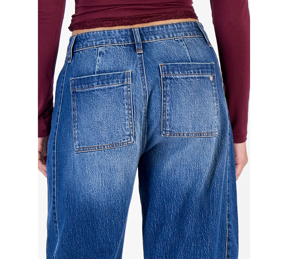 Celebrity Pink Juniors' Curved Seams Barrel-Leg Jeans
