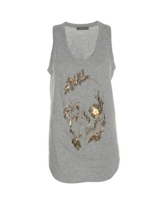 Women's Embellished Skull Jersey Tank Top