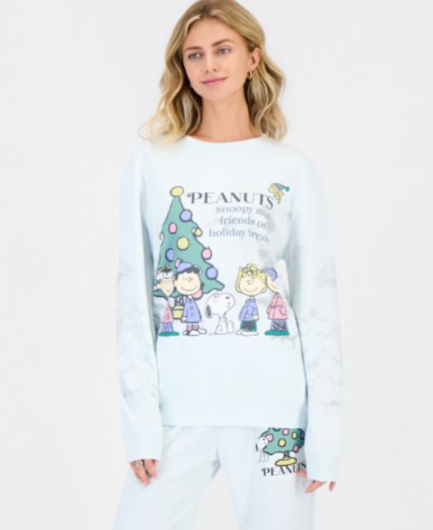 Женский свитшот Peanuts Juniors' Xmas Crew Holiday Graphic, цвет: Ледяной