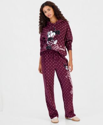 Juniors' Minnie Woobie Fleece Polka-Dot Drawstring Pants