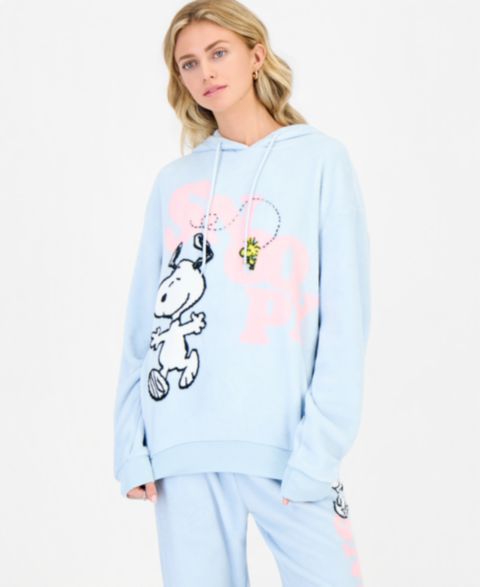 Женское худи Peanuts Juniors' Snoopy Cozy Fleece Graphic, цвет: Синий