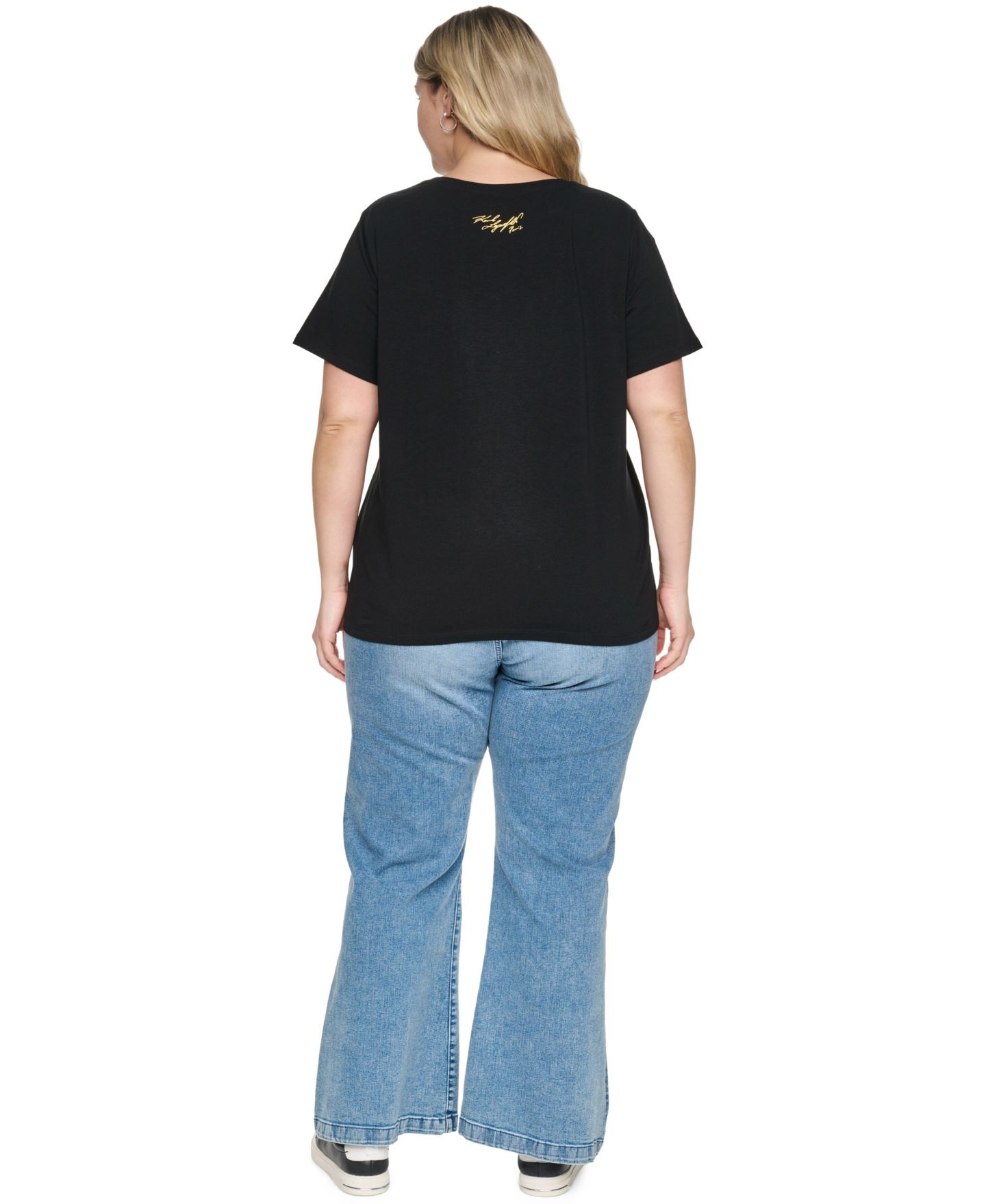 Женская футболка KARL LAGERFELD PARIS Plus Size Crewneck Whimsy Frames Logo, цвет: Чёрный — фото 5