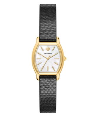 Women's Small Eleanor Curve Black Leather Watch 24mm