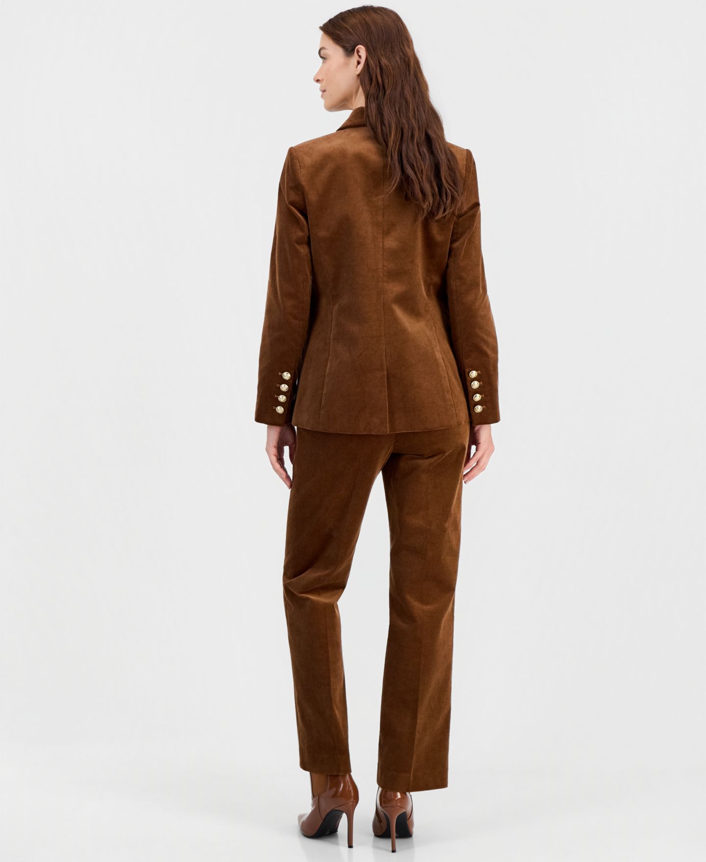 Женские комплекты Tahari ASL Single-Button Blazer & Corduroy Pants, цвет: Светло-коричневый — фото 2