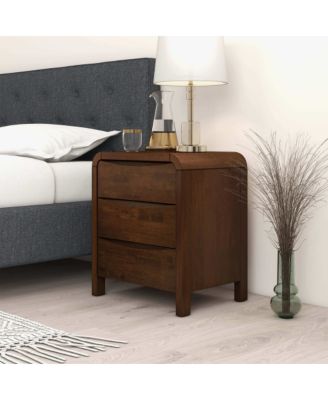 23.6" Width Solid Wood Mid Century Nightstand with 3-Drawer