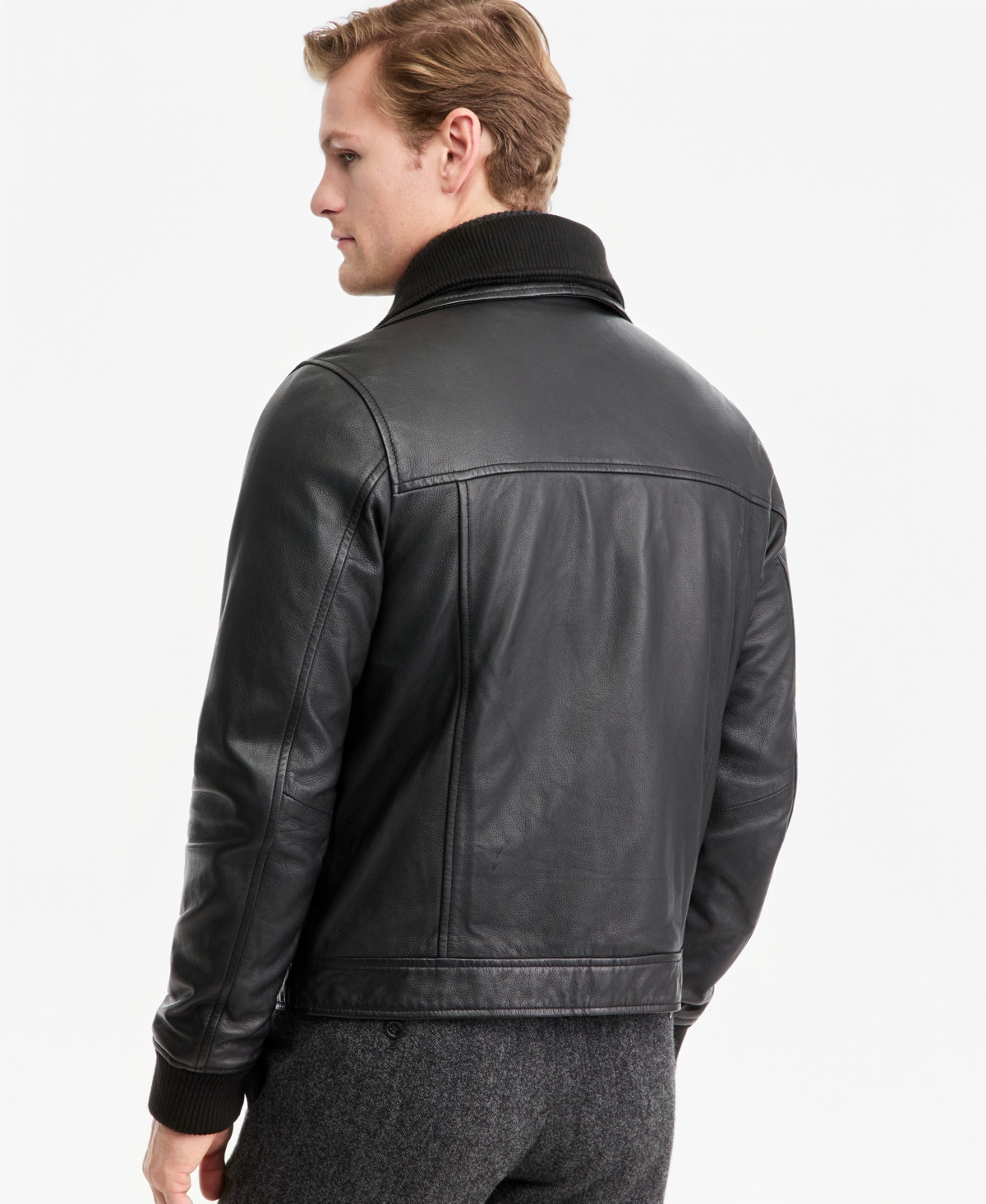 Bagatelle Men's Bomber Jacket with Sweater Bib Insert