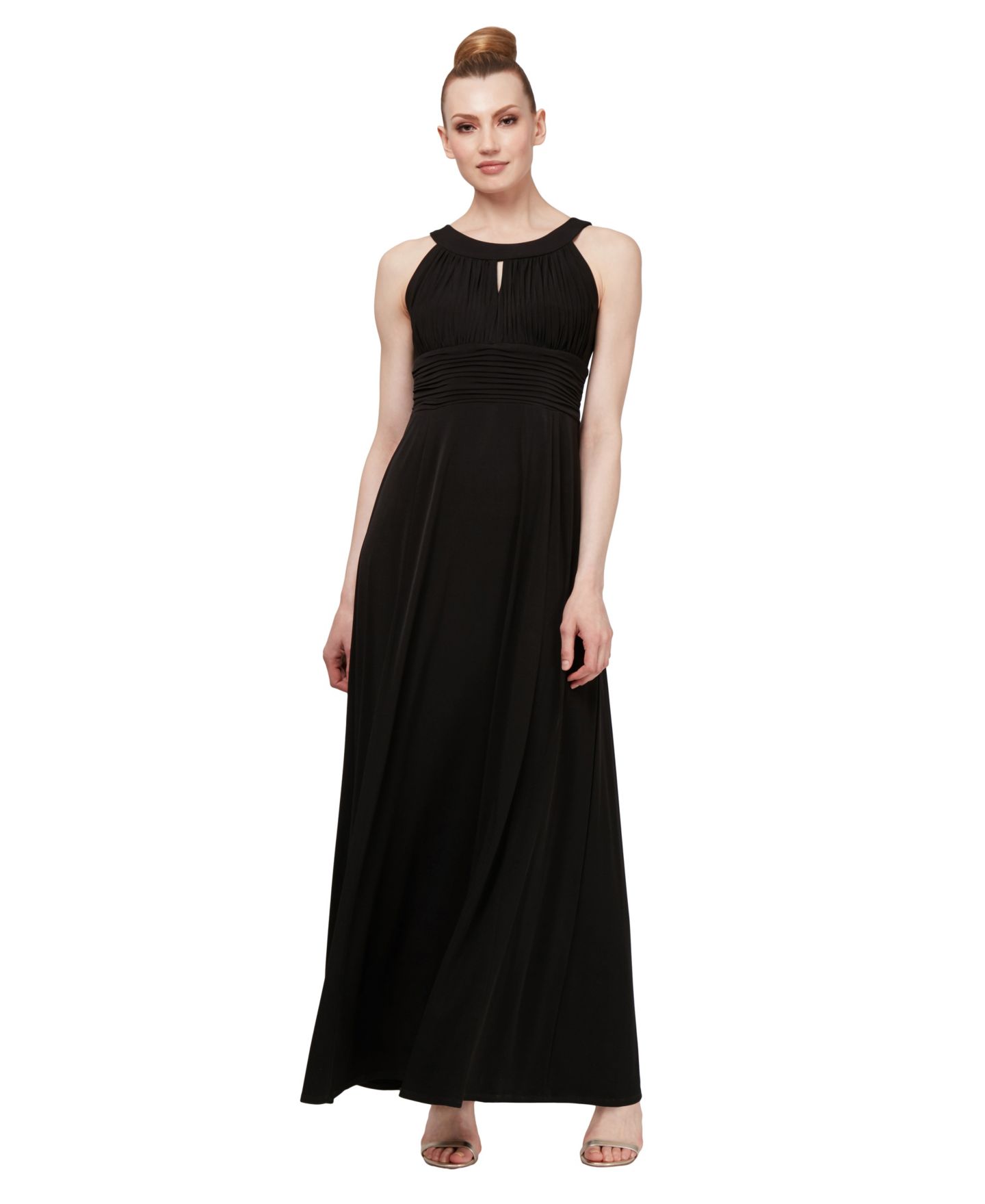 Женское платье SL Fashions Sleeveless Pleated Maxi, цвет: Чёрный — фото 1