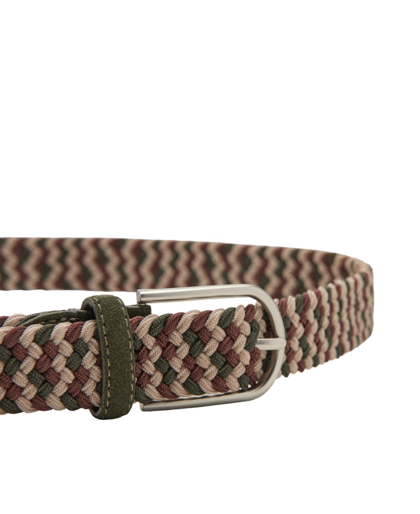 Мужской ремень MANGO Braided Elastic Coloured Belt, цвет: Хаки — фото 3