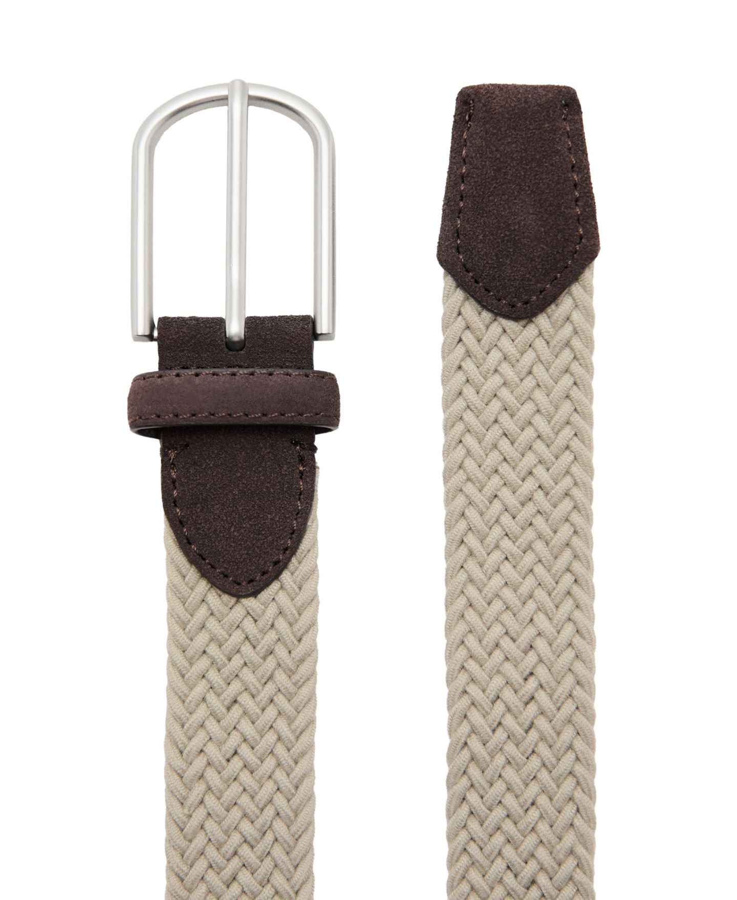 Мужской ремень MANGO Braided Leather Belt, цвет: Бежевый — фото 2