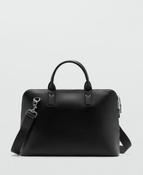 Мужская сумка MANGO Leather, цвет: Чёрный