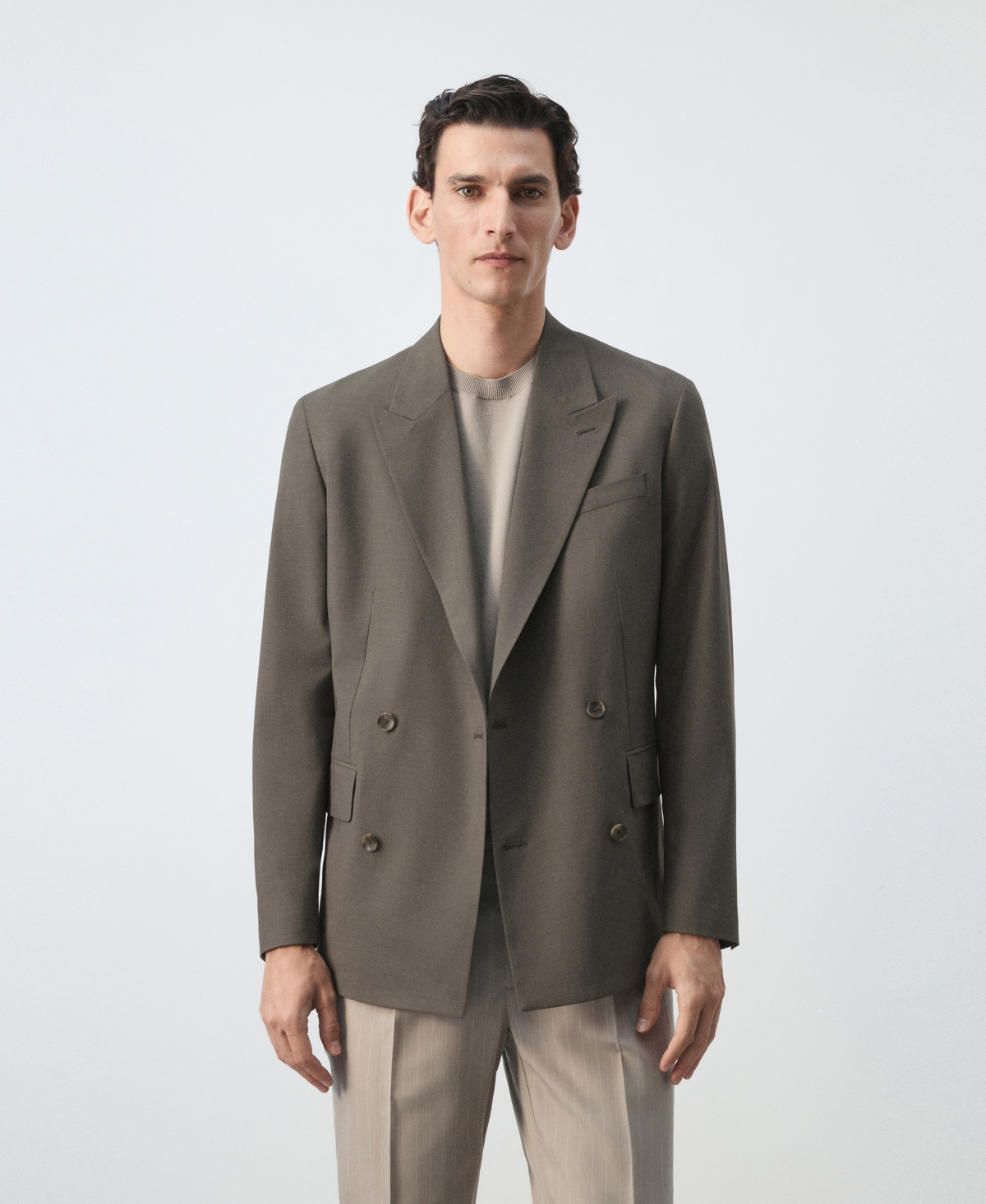 Mango Men's Boston Regular-fit Double-breasted Suit Blazer In Medium Brown