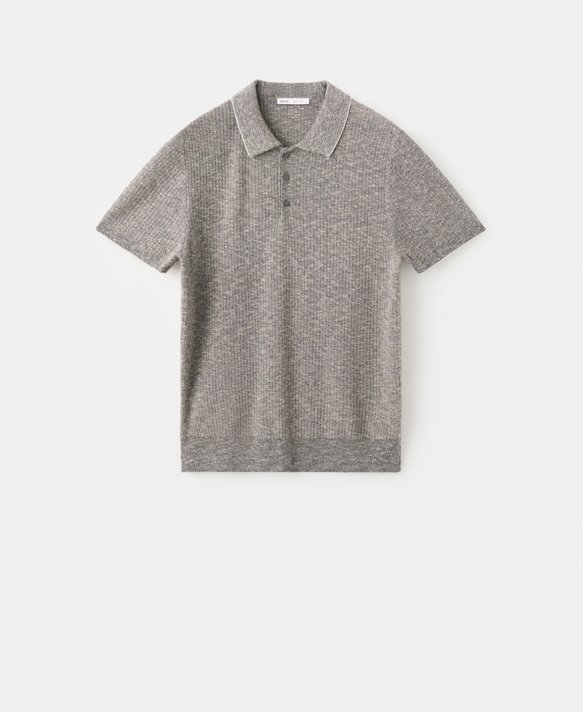Mango Men's Ribbed Linen-Cotton-Blend Polo Shirt