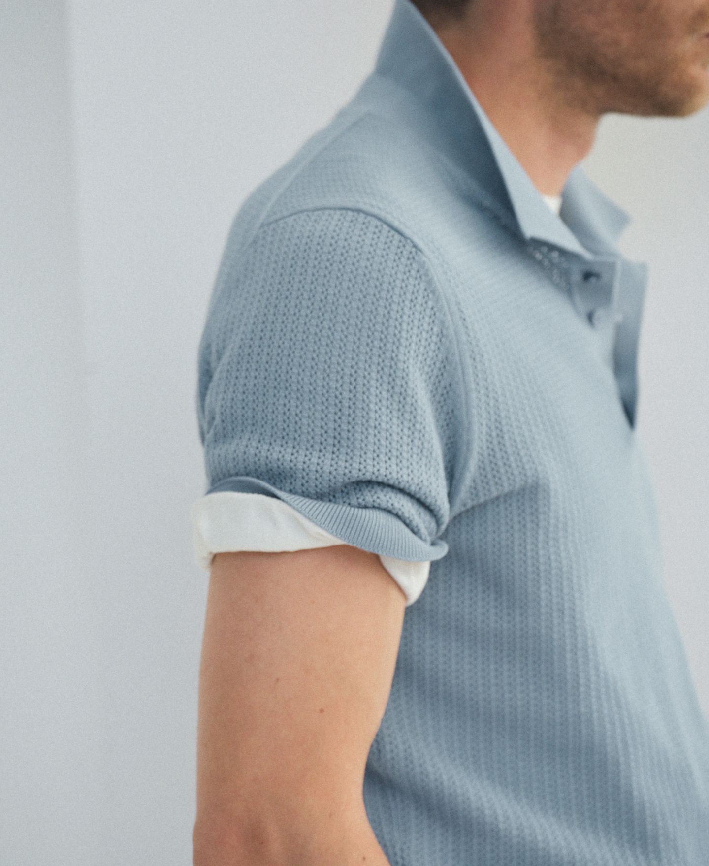 Мужское поло MANGO Cotton Knitted Polo Shirt, цвет: Аквамариновый зелёный — фото 7