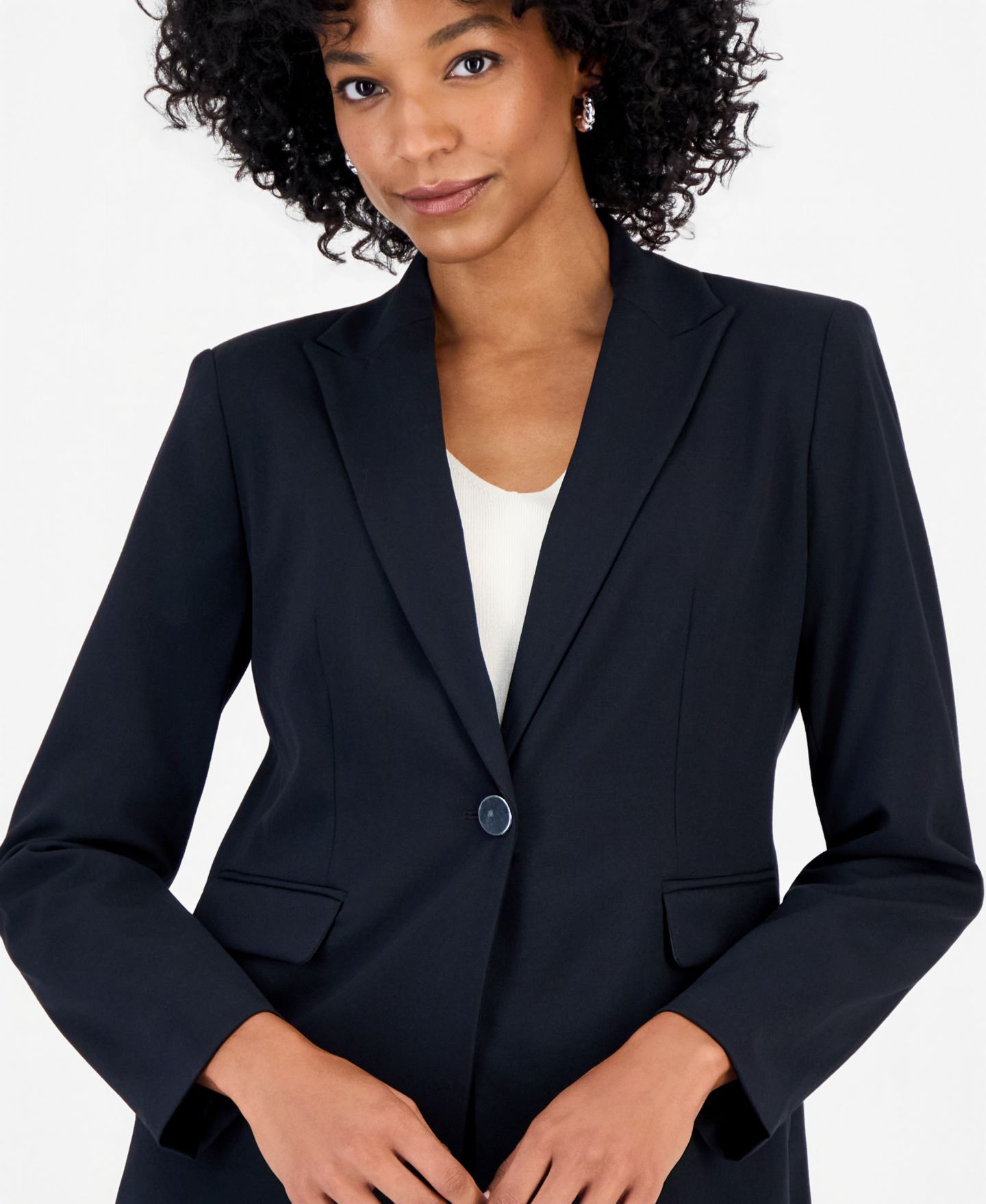 Женский пиджак Jones New York Peak Lapel Single Button Stretch Blazer, цвет: Чернильный тёмно-синий — фото 3