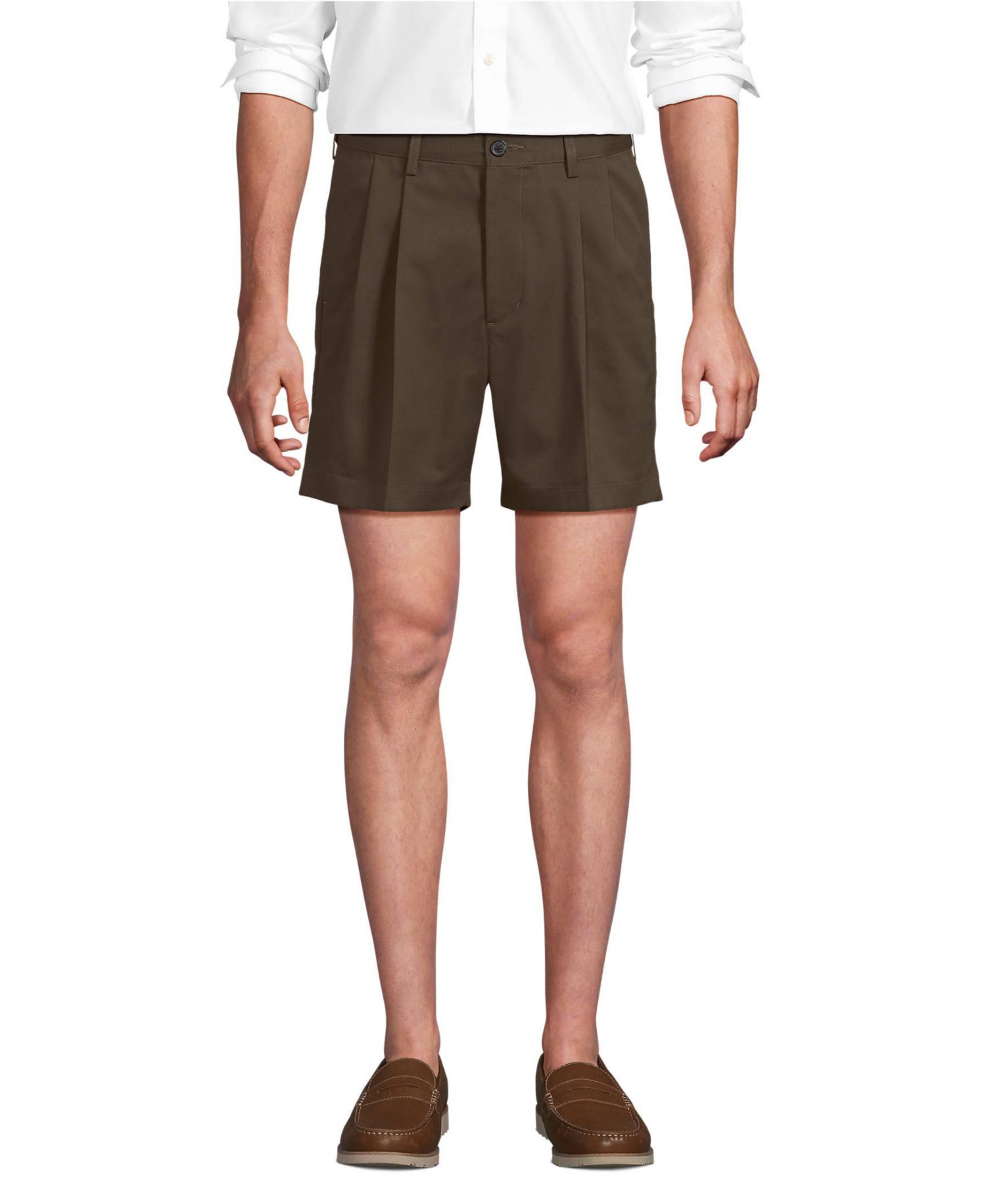 Men's No Iron 6" Comfort Waist Pleated Front Chino Short