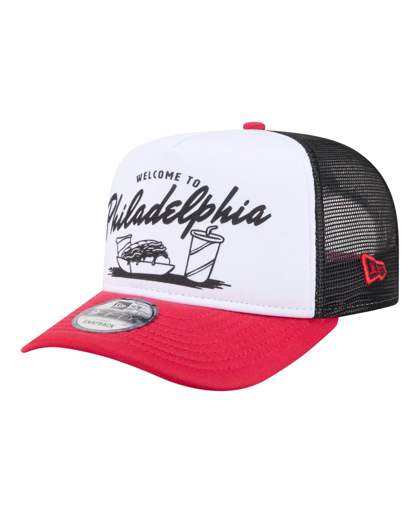 Мужская кепка New Era White/Red Philadelphia Phillies Foodie A-Frame 9FIFTY Trucker Snapback Hat — фото 4