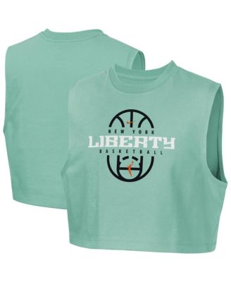 Big Girls Mint New York Liberty 2026 Authentic Practice Sleeveless Cropped T-Shirt