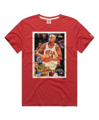 Men's and Women's Dennis Rodman Red Chicago Bulls Topps Trading Card Player Tri-Blend T-Shirt