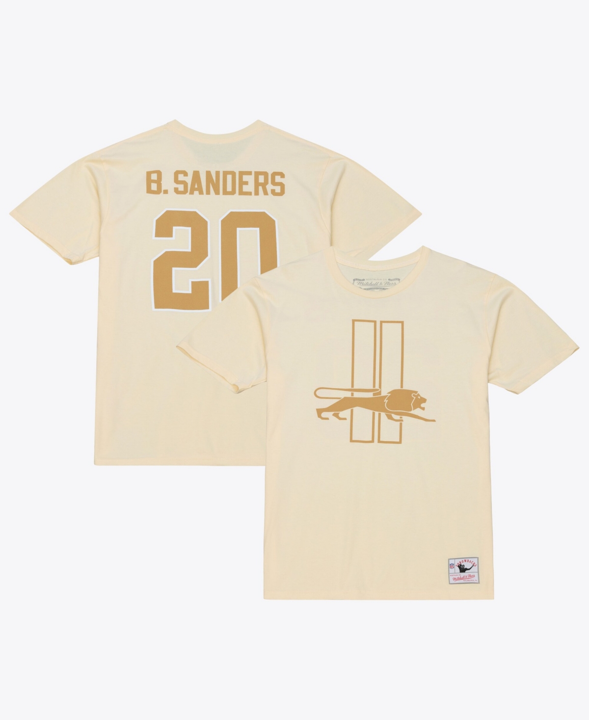 Mitchell & Ness Men's Barry Sanders Cream Detroit Lions Sandman Name & Number T-Shirt - Cream
