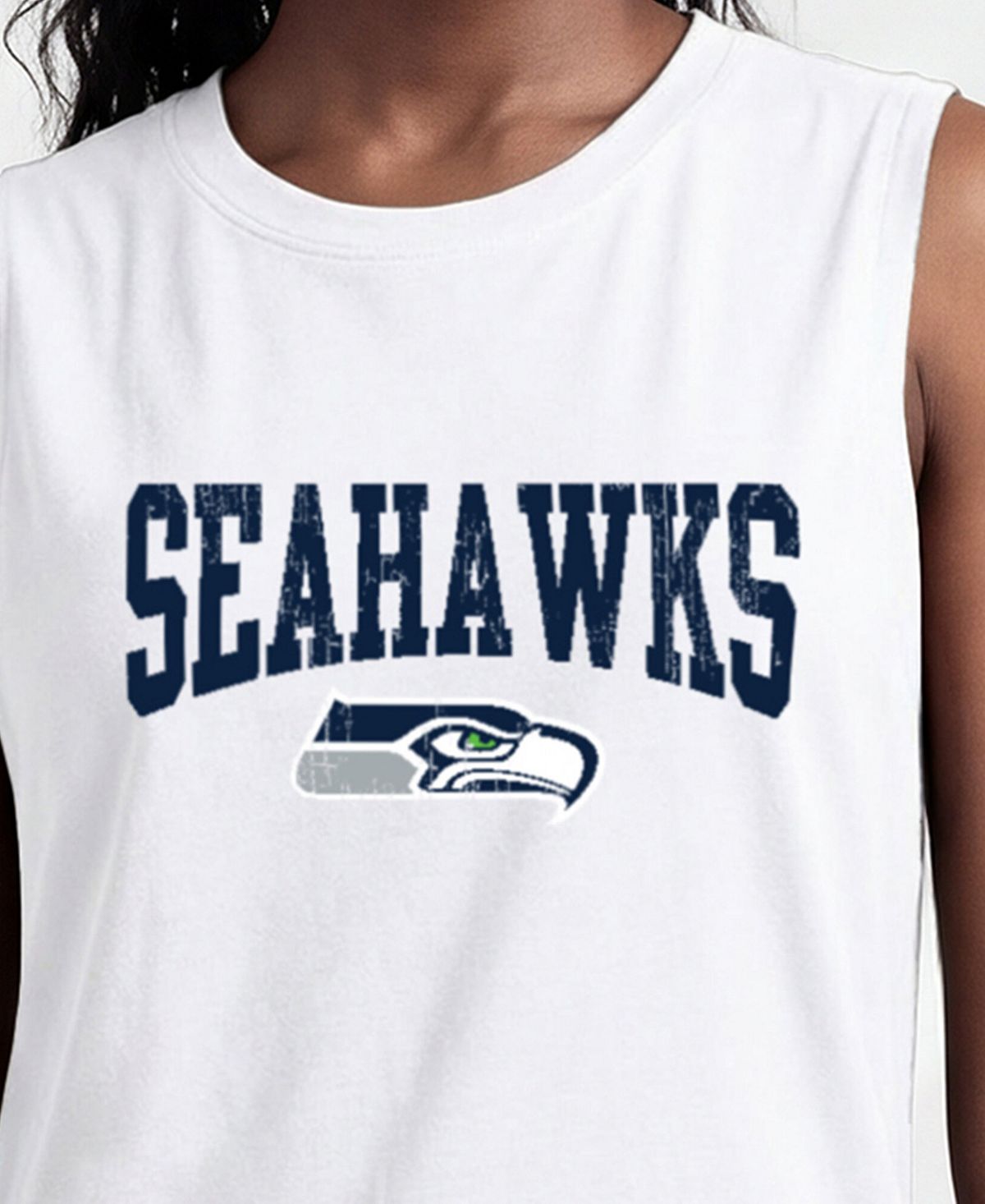 Champion Women's White Seattle Seahawks Muscle Tank Top view 2 — MAYCSS fashion products